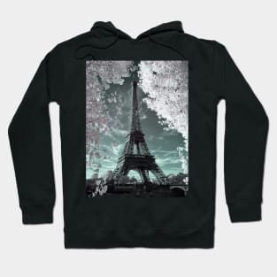 The Eiffel Tower framed by Trees in Infra-Red Hoodie